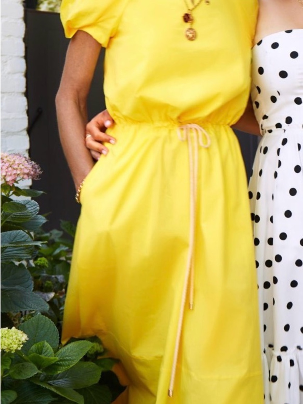 G. Label Zelda Rounded-Sleeve Drawstring Dress in Yellow - Picture 3 of 8